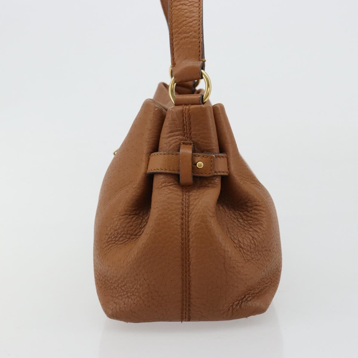 Salvatore Ferragamo Gancini Shoulder Bag Leather Brown Gold Auth 182081A