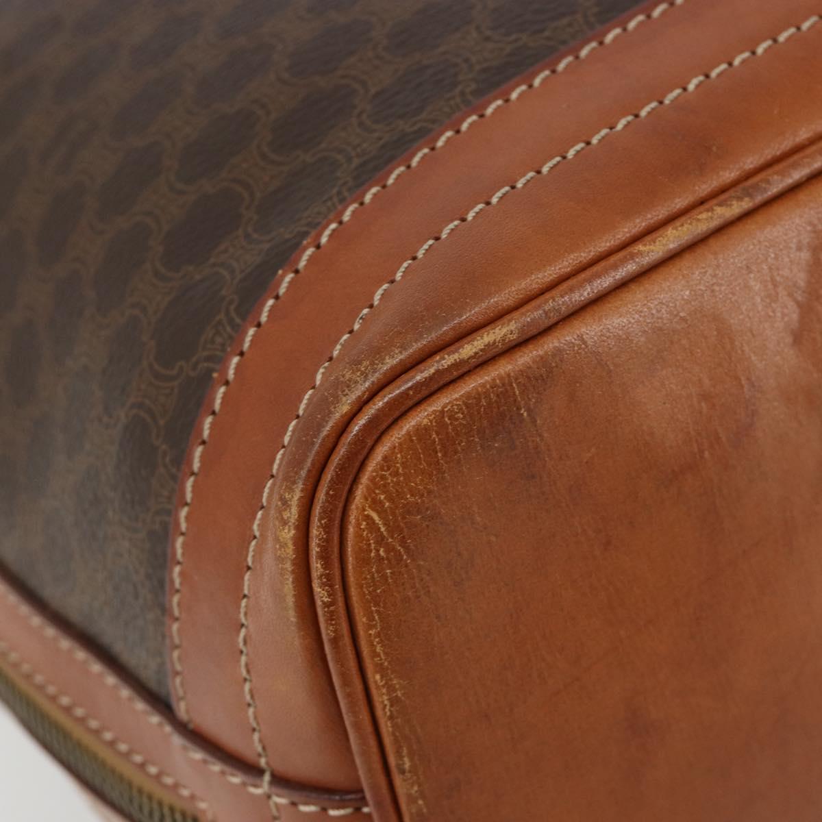 CELINE Macadam Canvas Purse Shoulder Bag PVC Leather Brown Gold Auth 182082