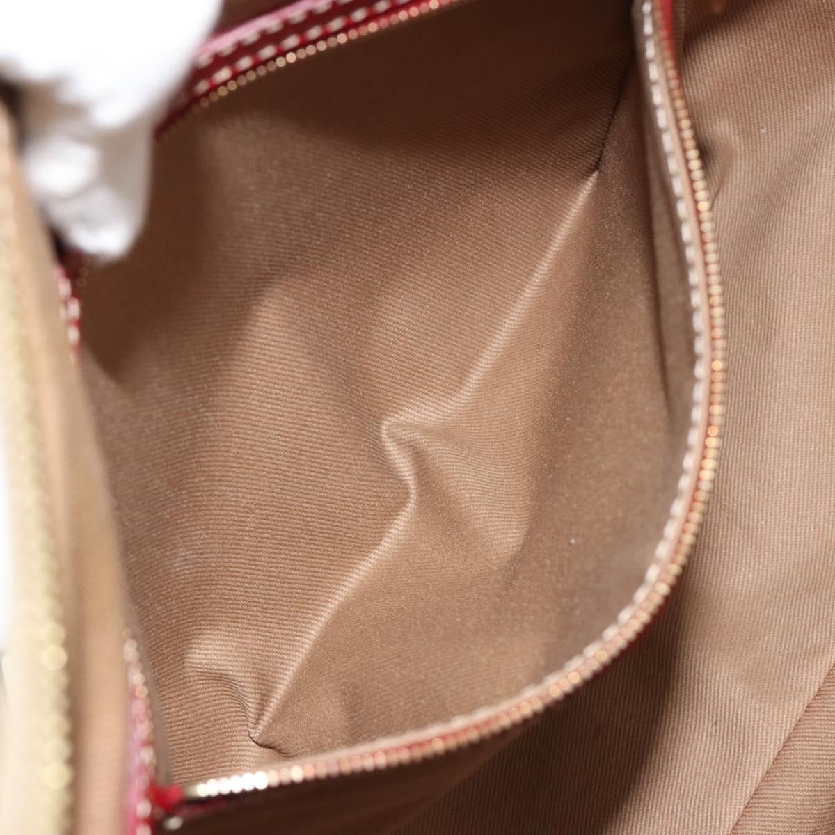 CELINE Macadam Canvas Shoulder Bag PVC Leather Beige Gold Auth 182083