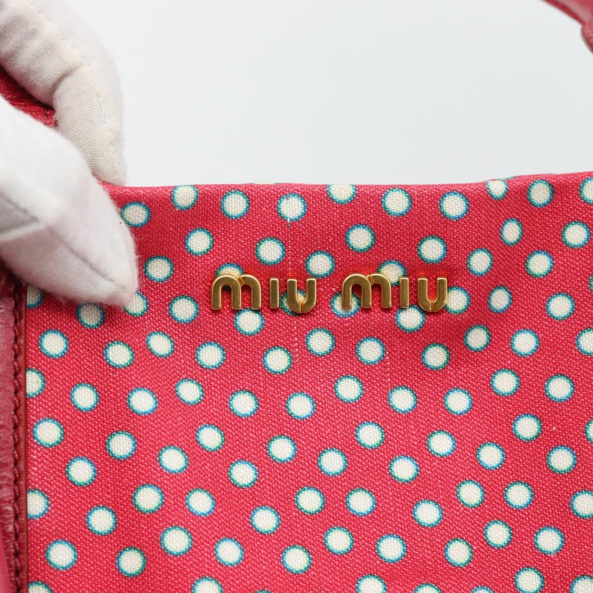 Miu Miu Tote Bag Canvas Gold Red Auth 182084A