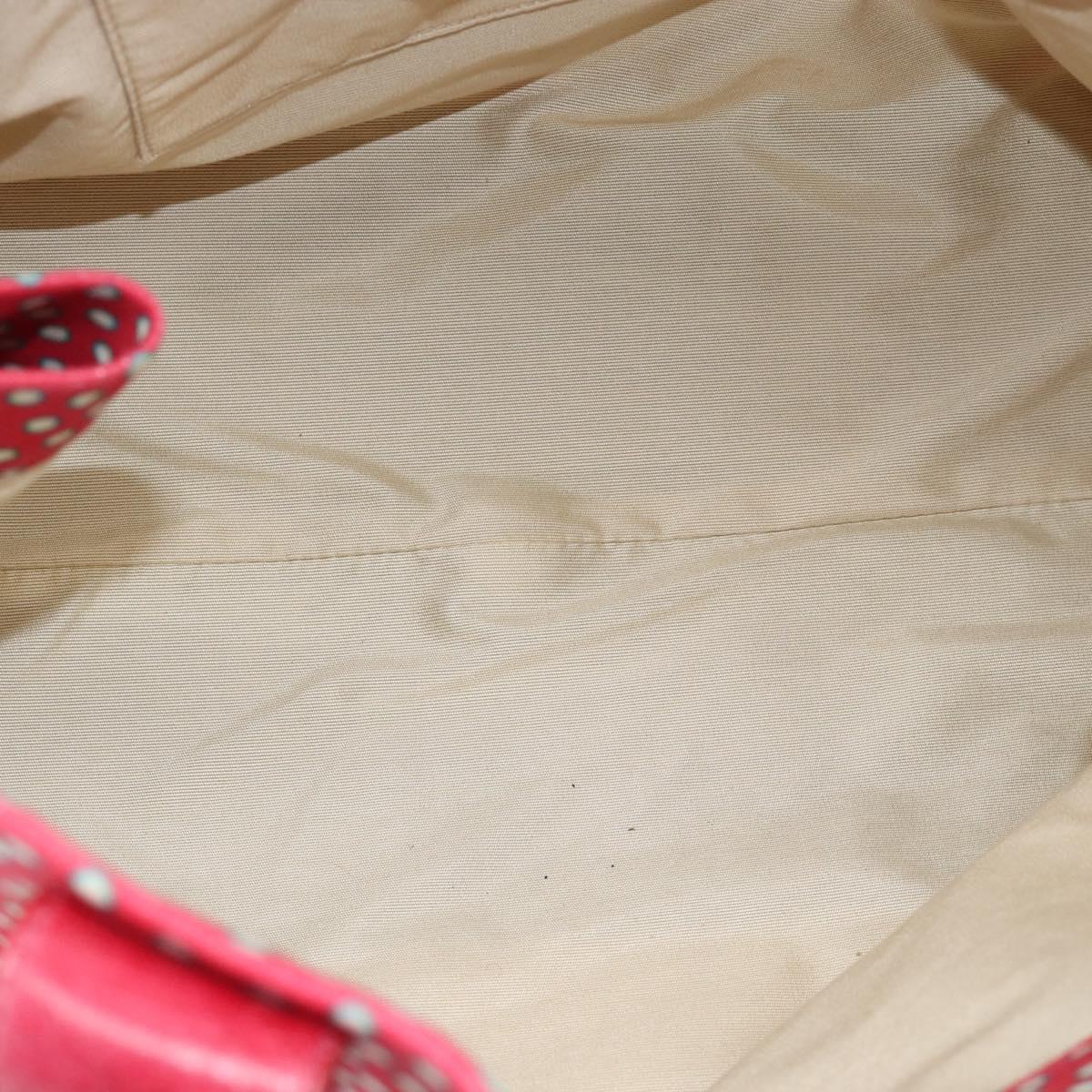 Miu Miu Tote Bag Canvas Gold Red Auth 182084A