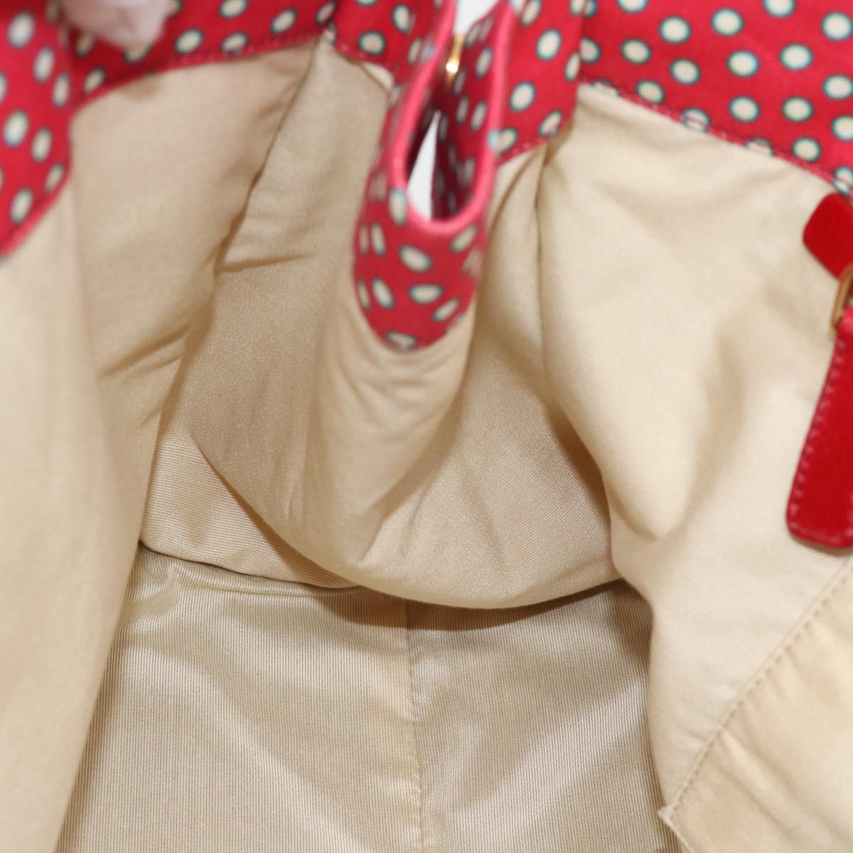 Miu Miu Tote Bag Canvas Gold Red Auth 182084A