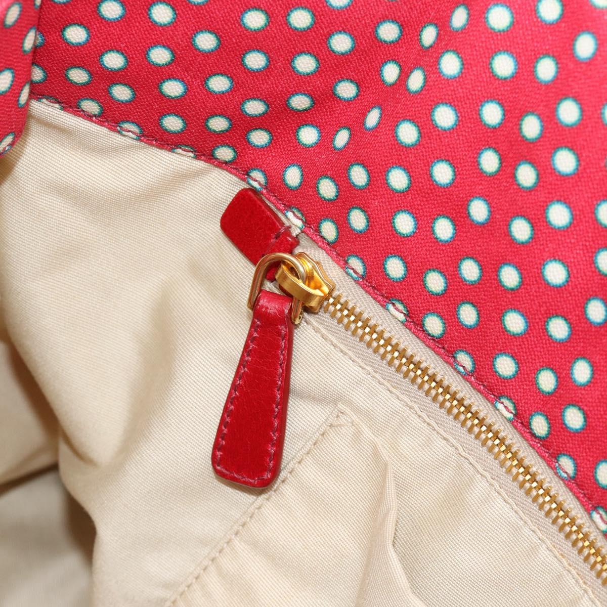 Miu Miu Tote Bag Canvas Gold Red Auth 182084A