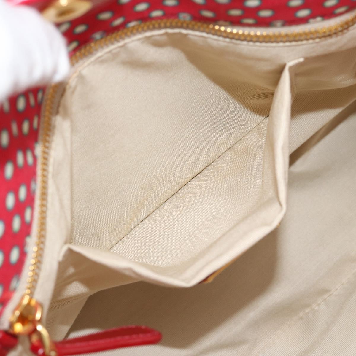 Miu Miu Tote Bag Canvas Gold Red Auth 182084A