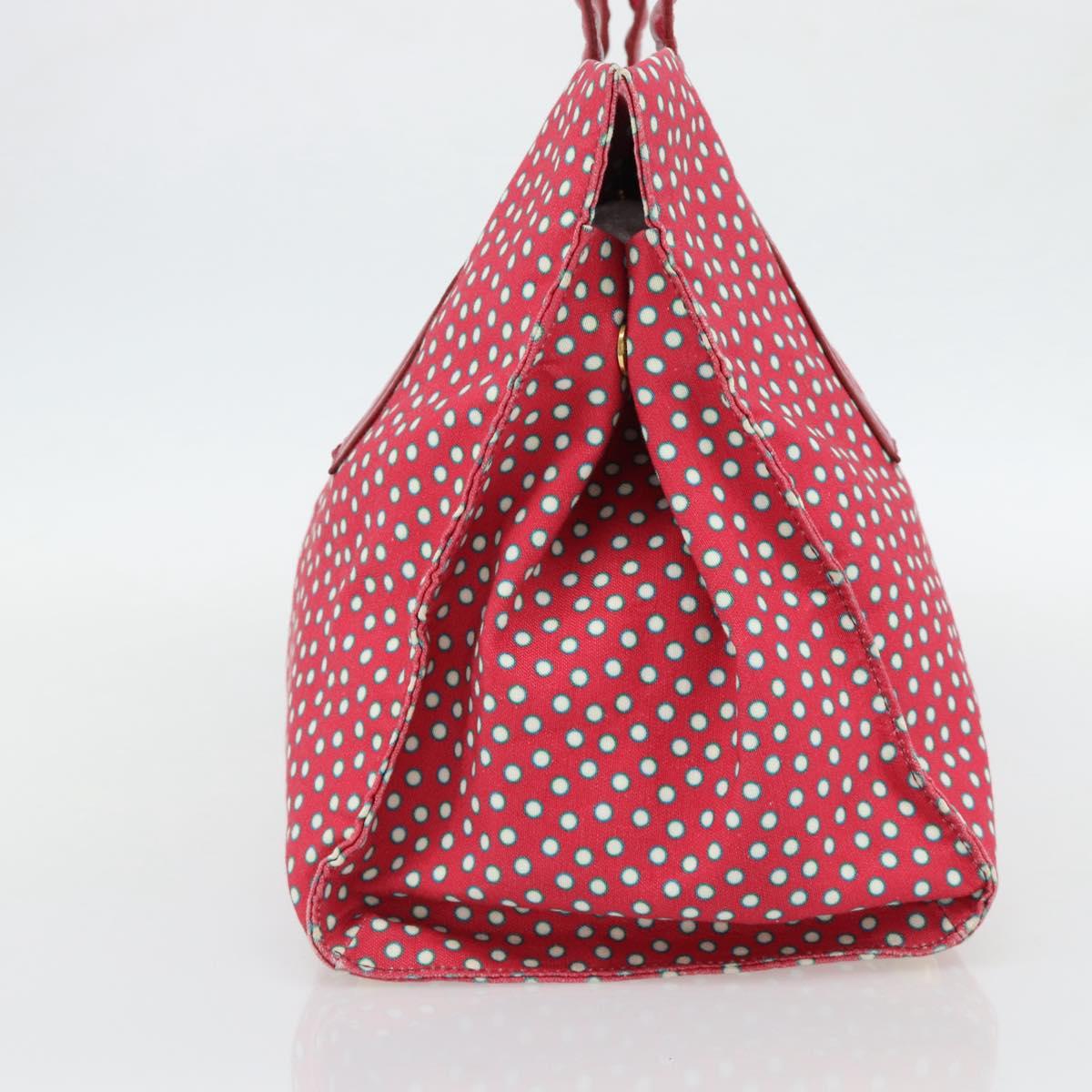 Miu Miu Tote Bag Canvas Gold Red Auth 182084A