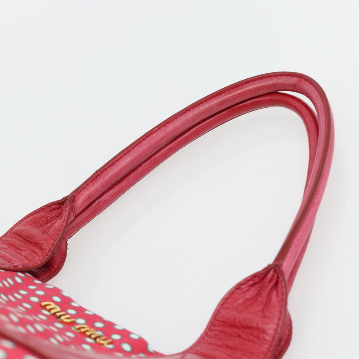 Miu Miu Tote Bag Canvas Gold Red Auth 182084A