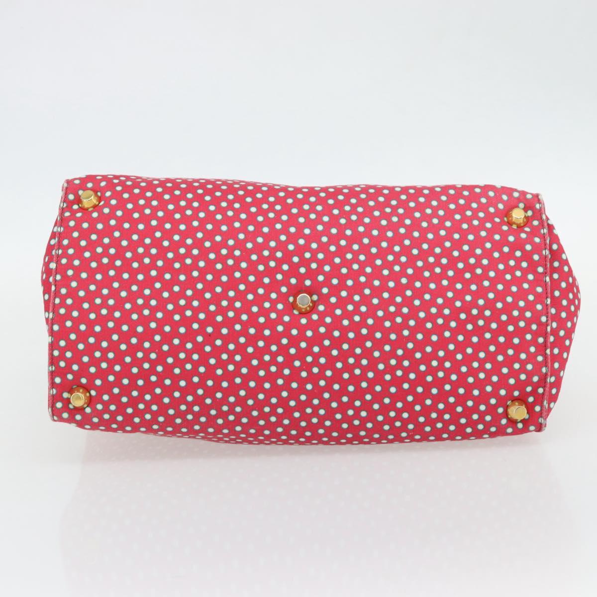 Miu Miu Tote Bag Canvas Gold Red Auth 182084A