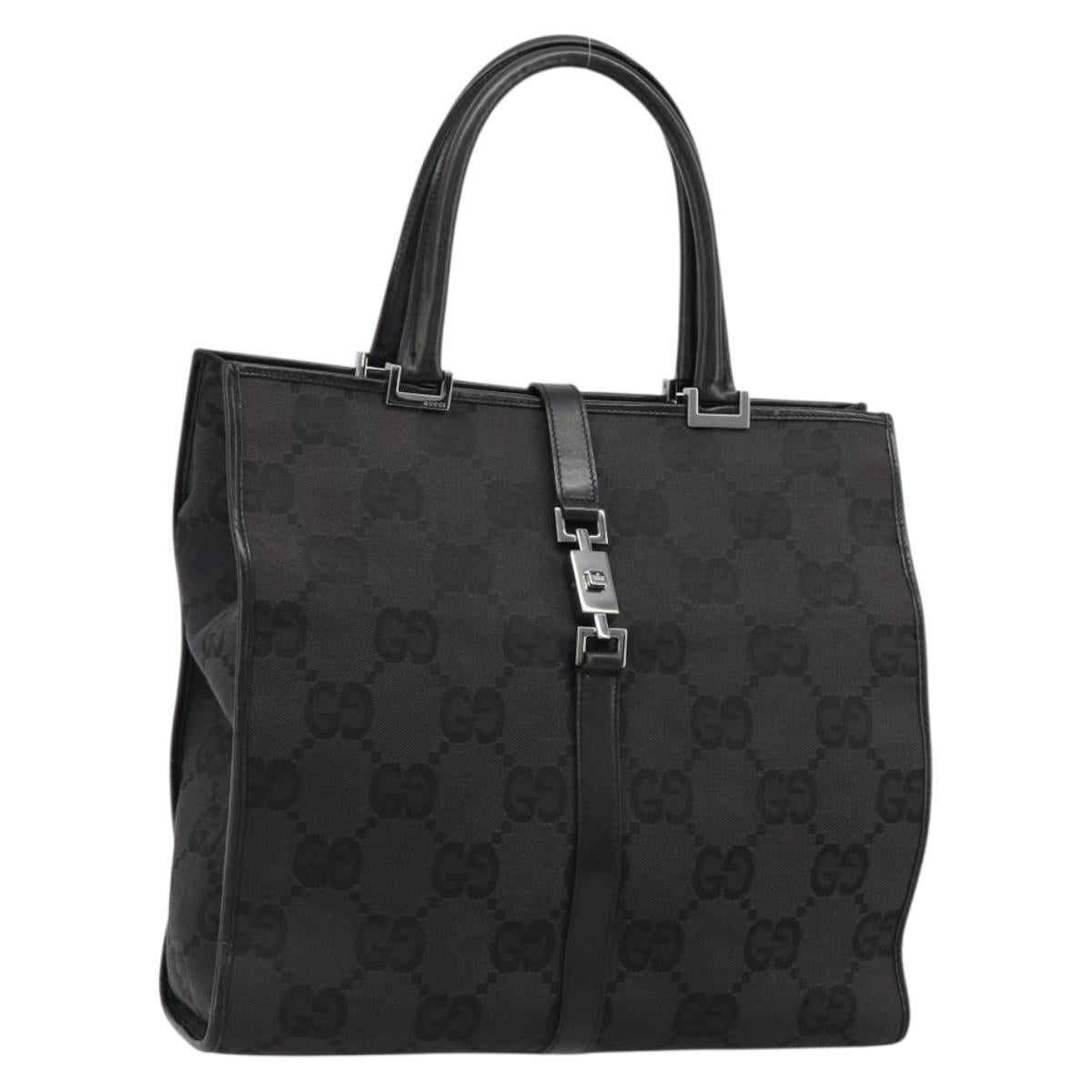 GUCCI GG Canvas Tote Bag Black Silver 002 1064 3444 Auth 182085A
