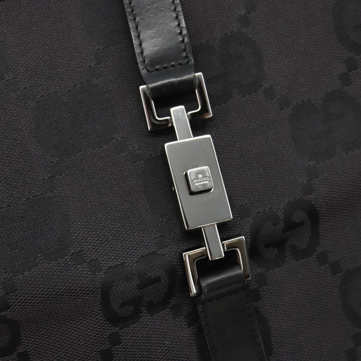 GUCCI GG Canvas Tote Bag Black Silver 002 1064 3444 Auth 182085A