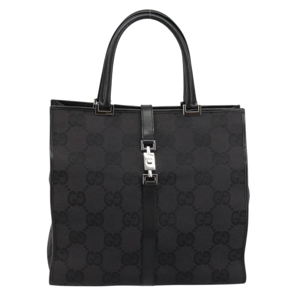 GUCCI GG Canvas Tote Bag Black Silver 002 1064 3444 Auth 182085A