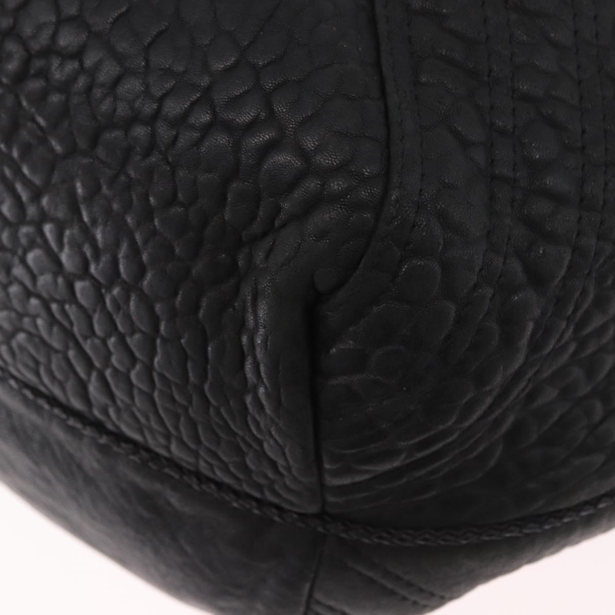FENDI Spy bag Hand Bag Leather Black Gold Auth 182086