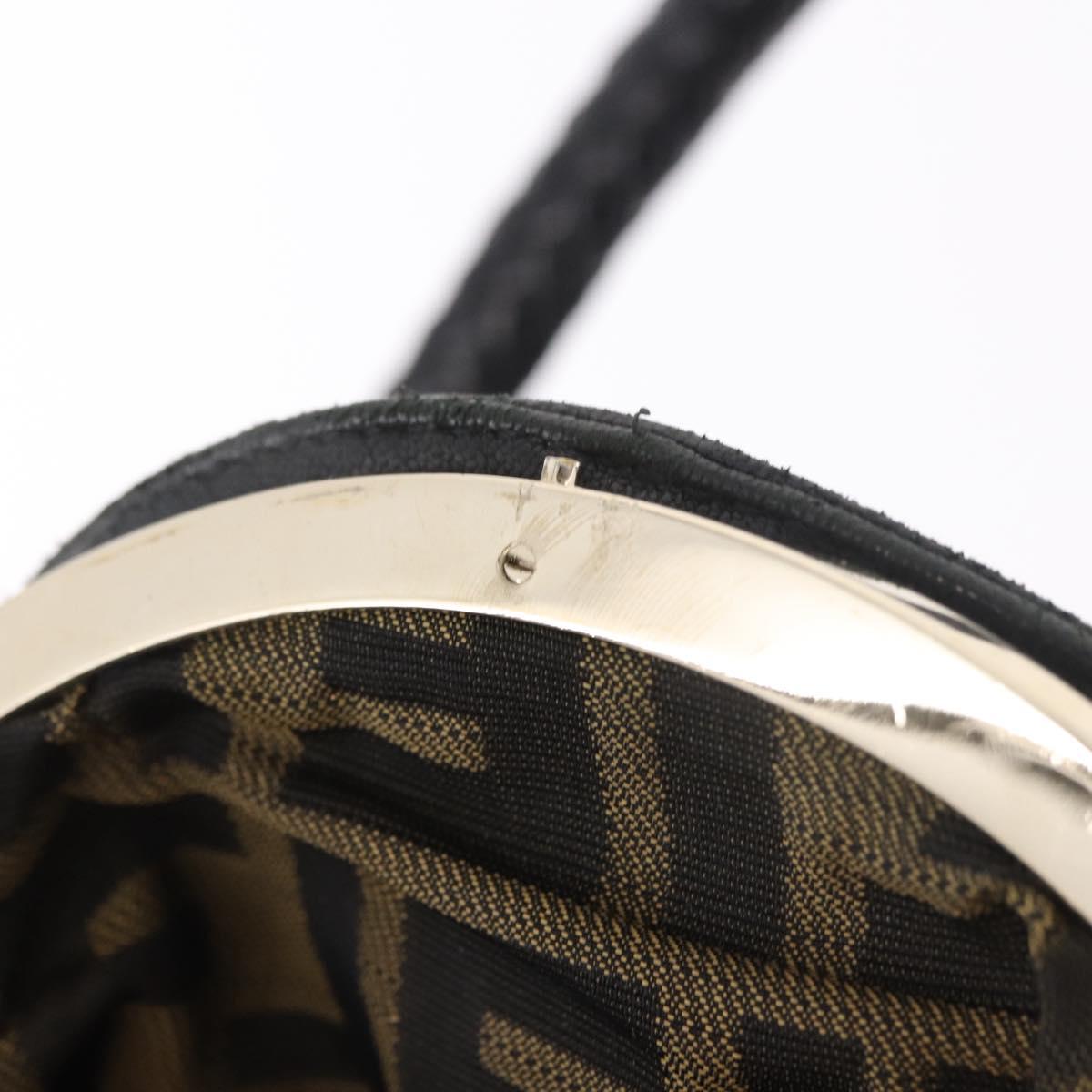 FENDI Spy bag Hand Bag Leather Black Gold Auth 182086