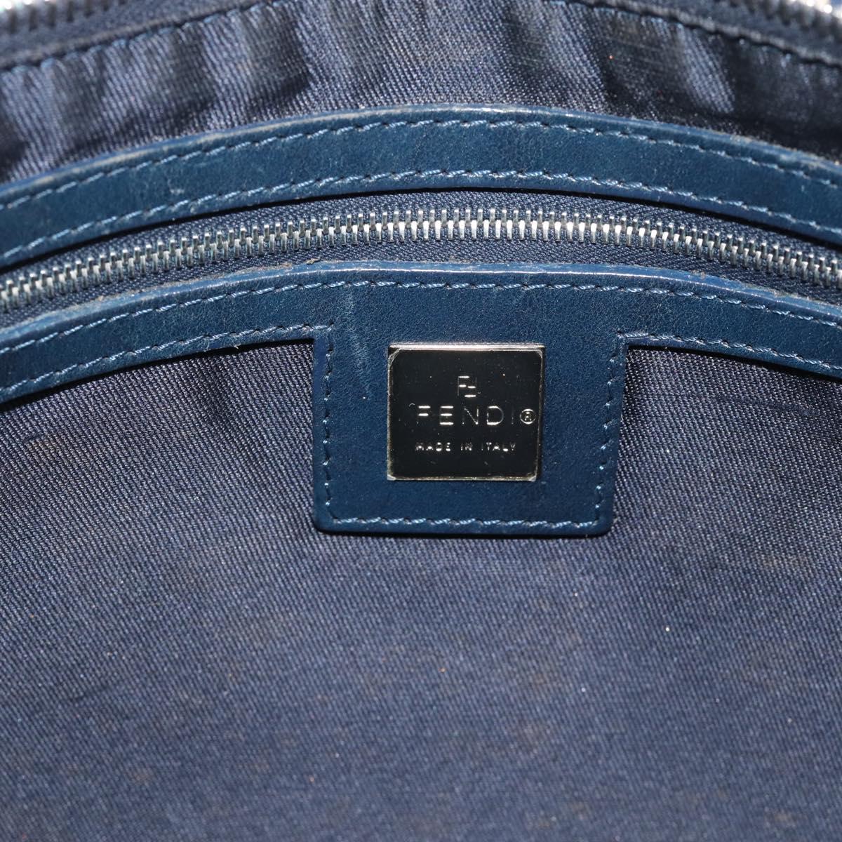 FENDI Zucca Canvas Hand Bag Navy Silver Auth 182088