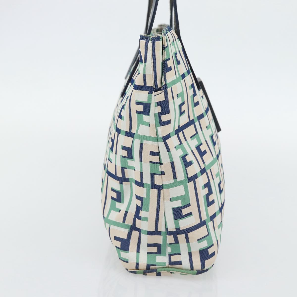 FENDI Zucca Canvas Hand Bag Navy Silver Auth 182088