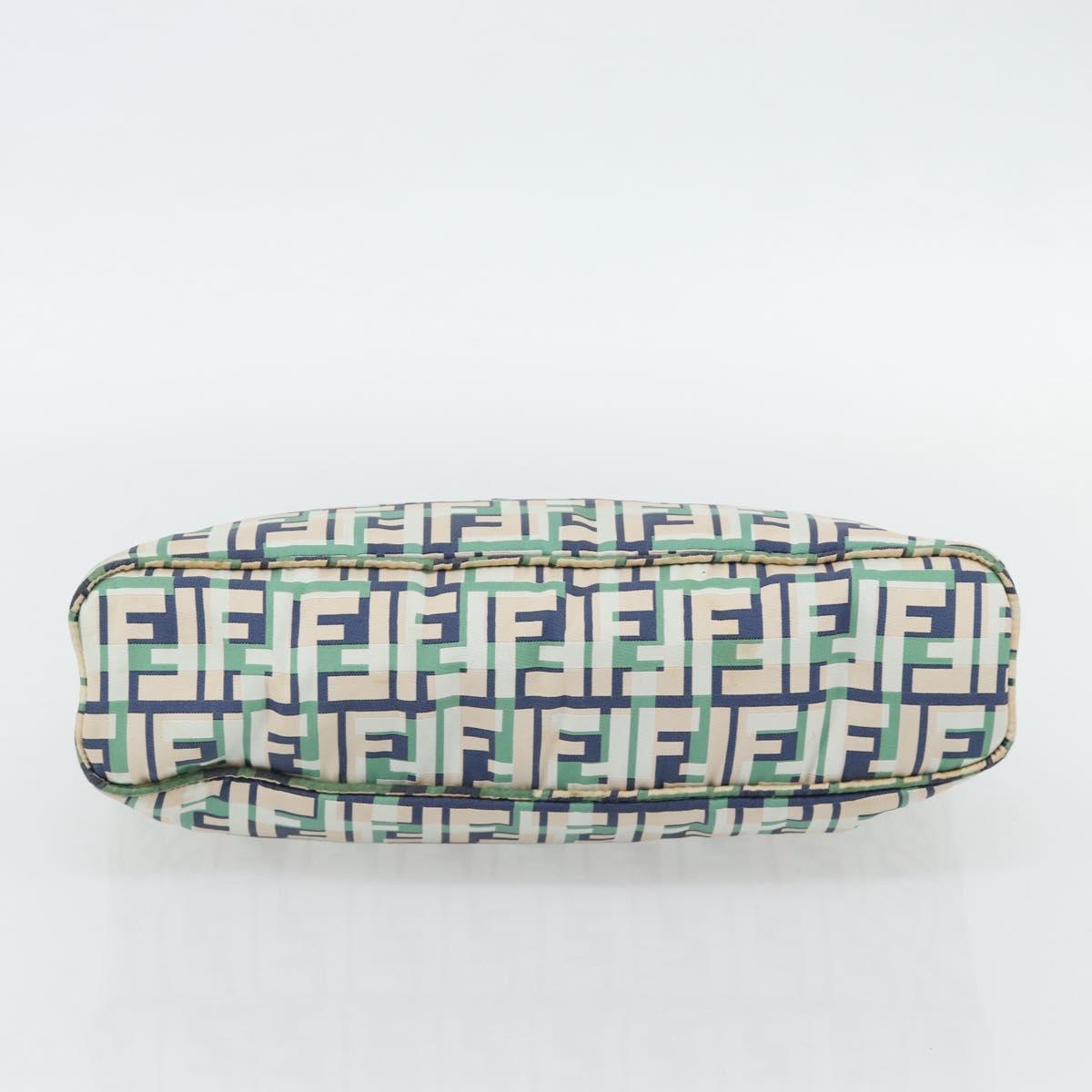 FENDI Zucca Canvas Hand Bag Navy Silver Auth 182088