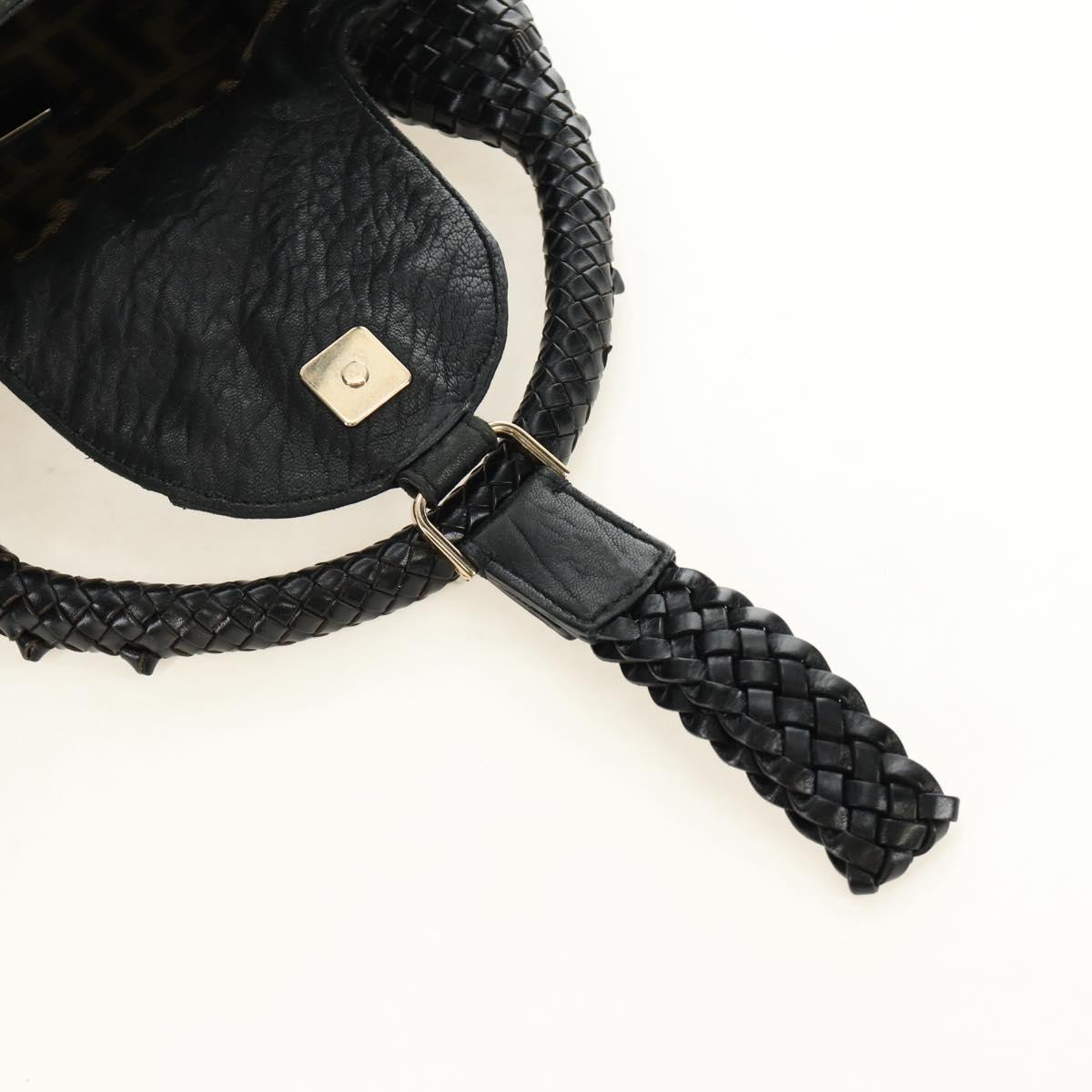 FENDI Spy bag Hand Bag Leather Black Gold Auth 182093V