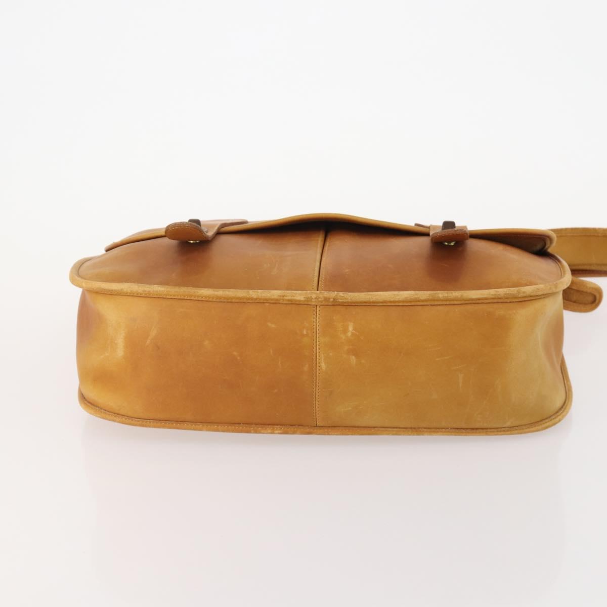 Coach Shoulder Bag Leather 2way Beige Auth 182094