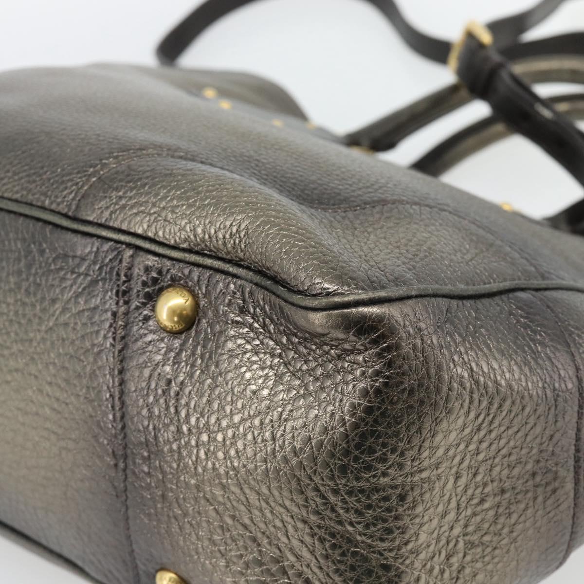 PRADA Tote Bag Leather 2way Gold Auth 182095