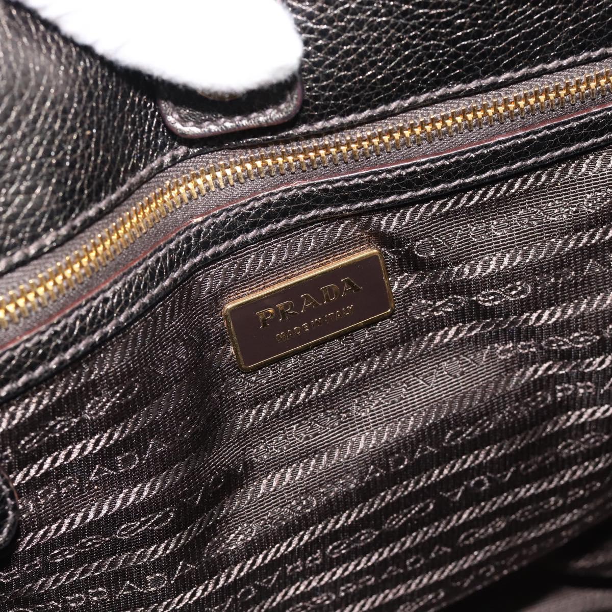 PRADA Tote Bag Leather 2way Gold Auth 182095