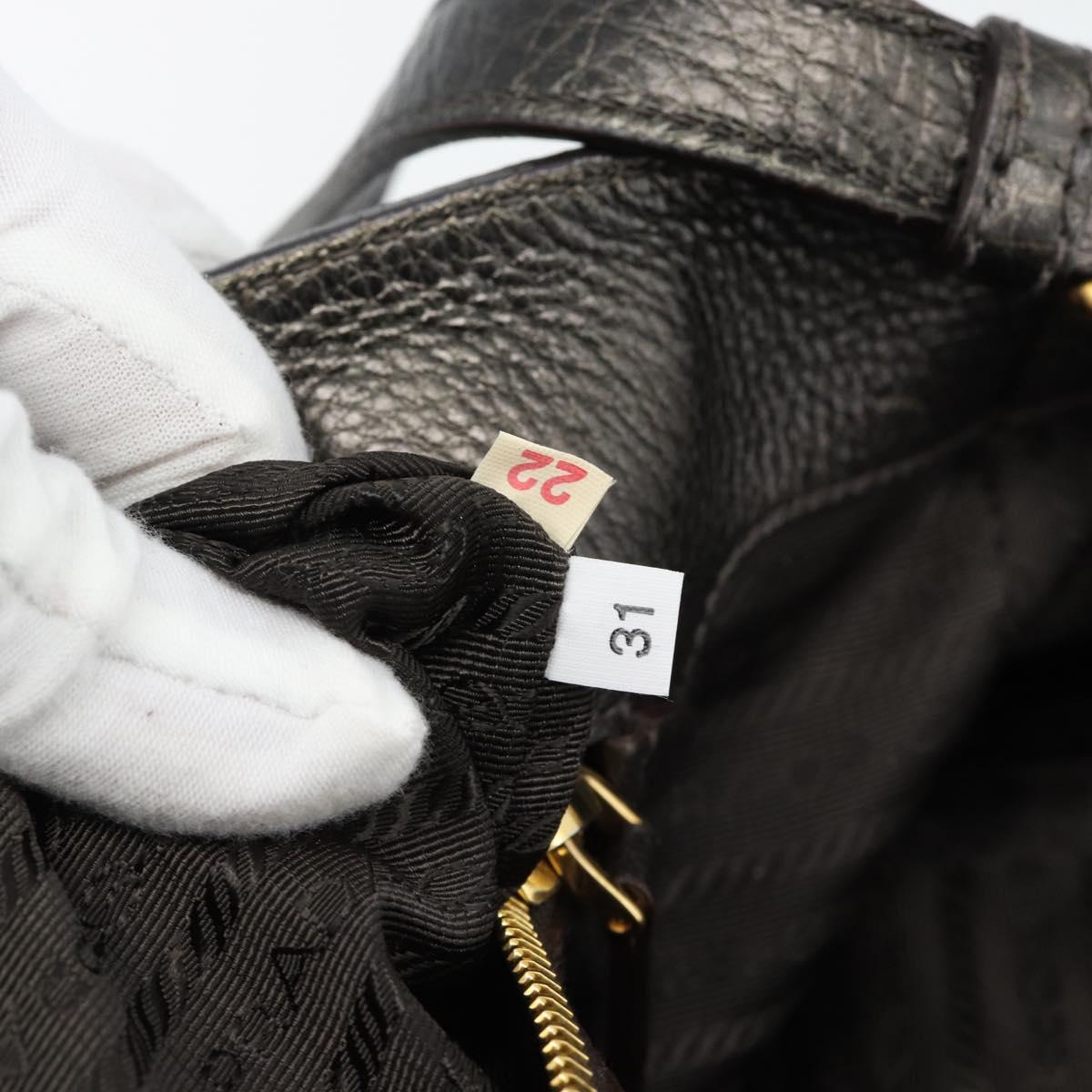 PRADA Tote Bag Leather 2way Gold Auth 182095