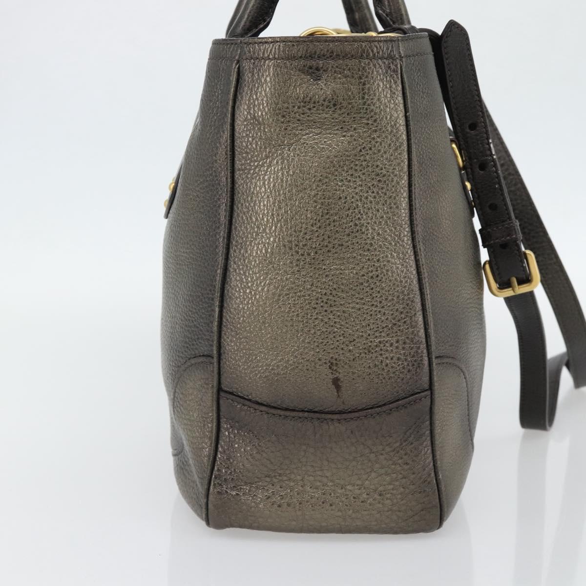 PRADA Tote Bag Leather 2way Gold Auth 182095