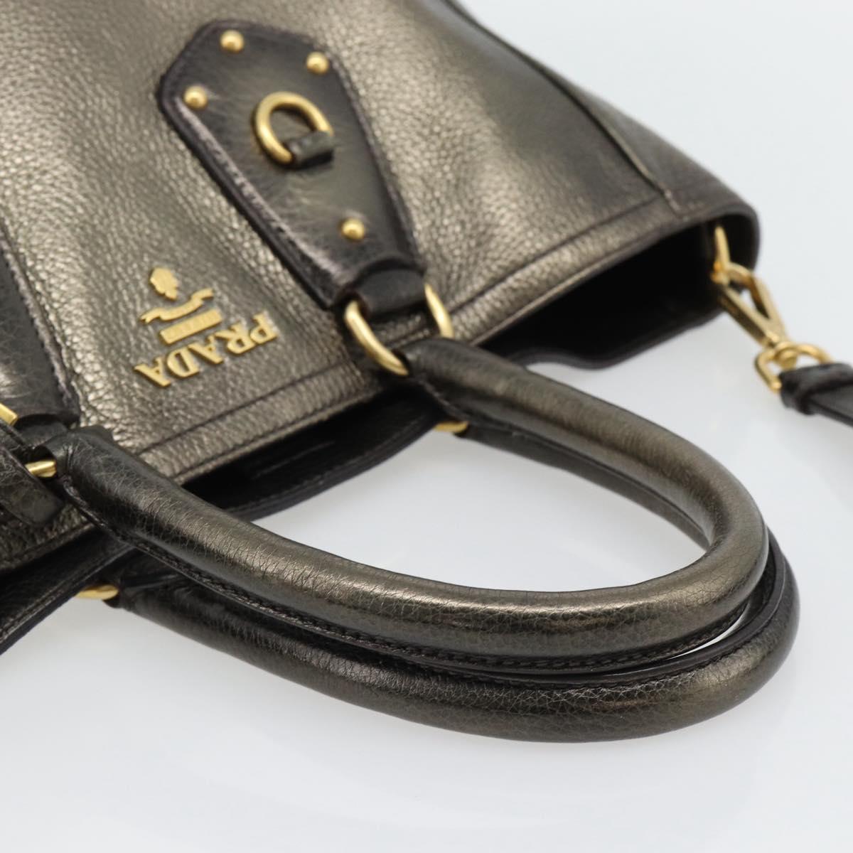 PRADA Tote Bag Leather 2way Gold Auth 182095
