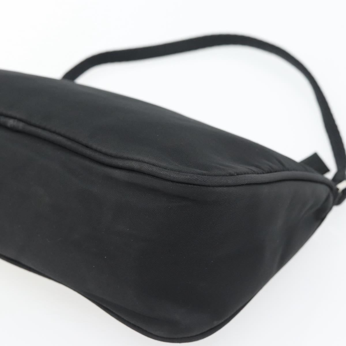 PRADA Hand Pouch Bag Nylon Black Silver Auth 182100