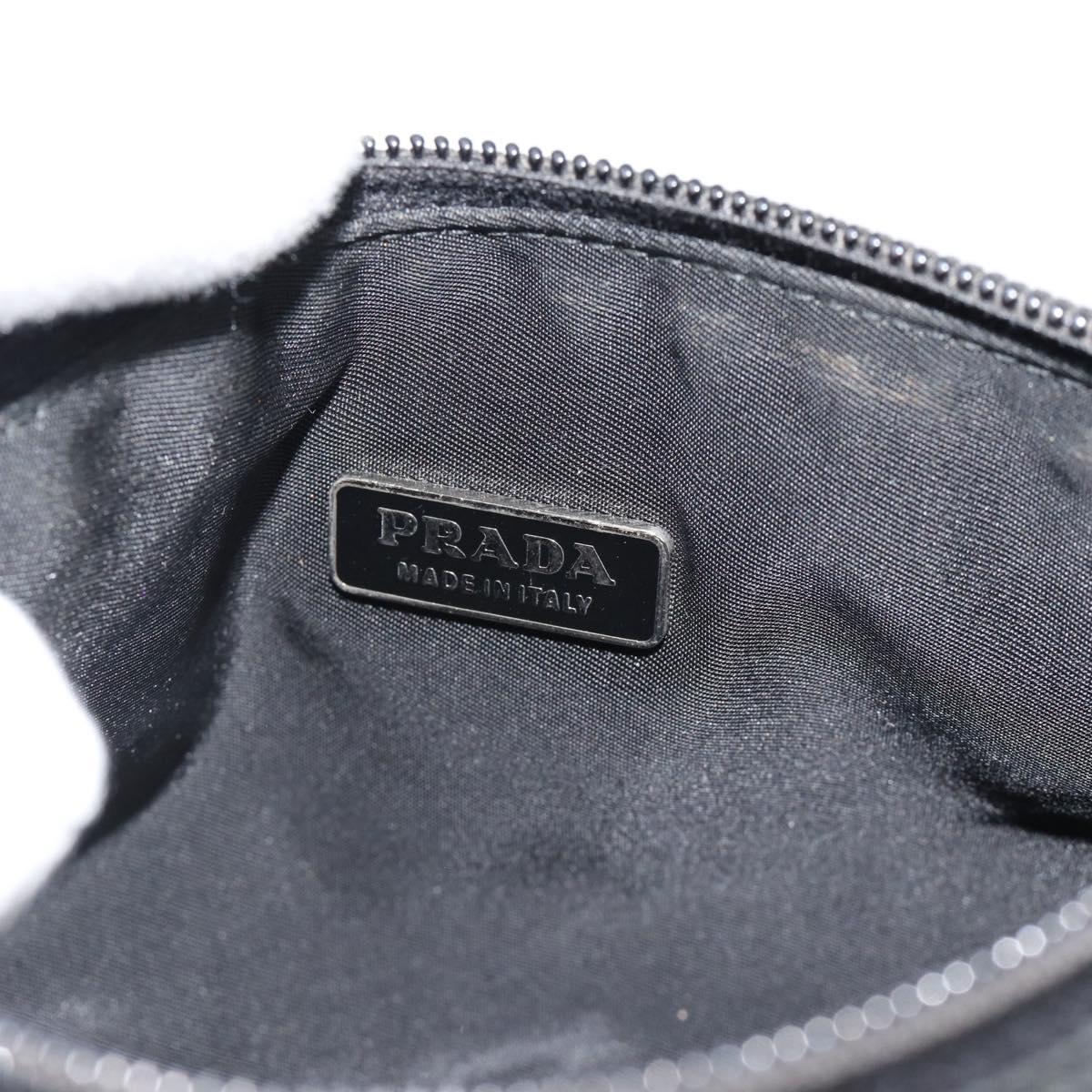 PRADA Hand Pouch Bag Nylon Black Silver Auth 182100