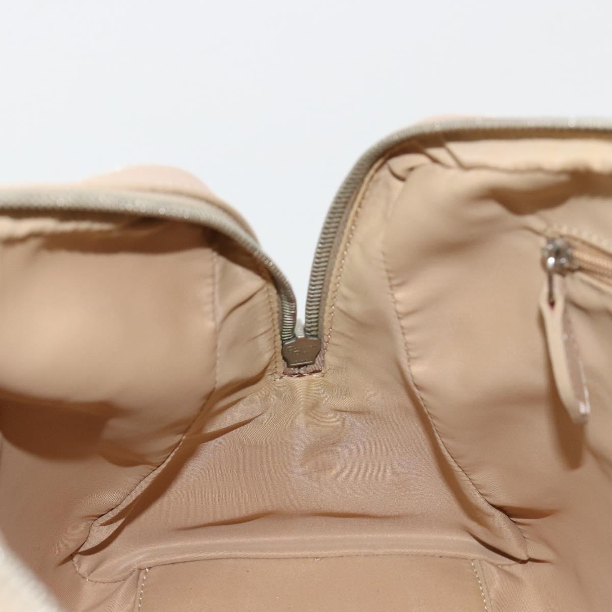 Christian Dior Trotter Canvas Romantic Hand Bag PVC Beige Silver Auth 182103
