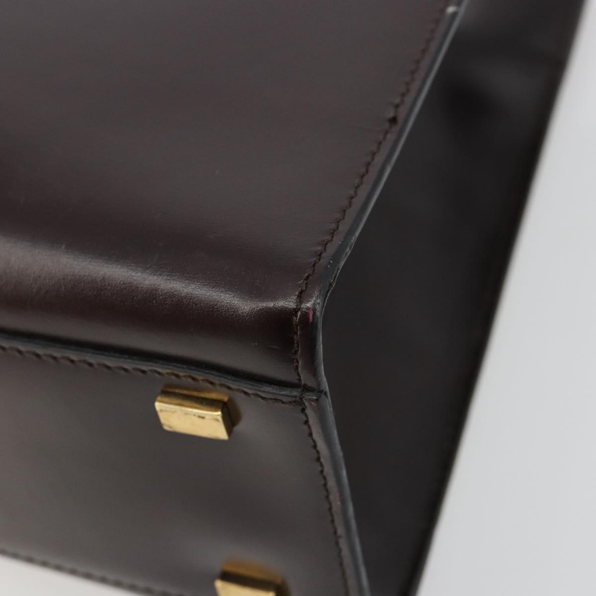 CELINE Hand Bag Leather Brown Gold Auth 182104