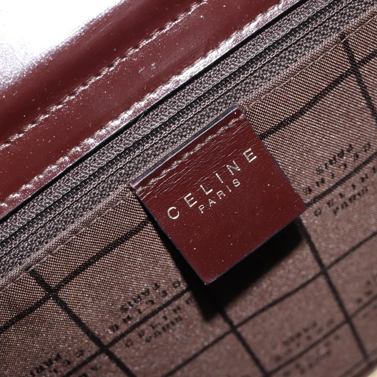 CELINE Hand Bag Leather Brown Gold Auth 182104