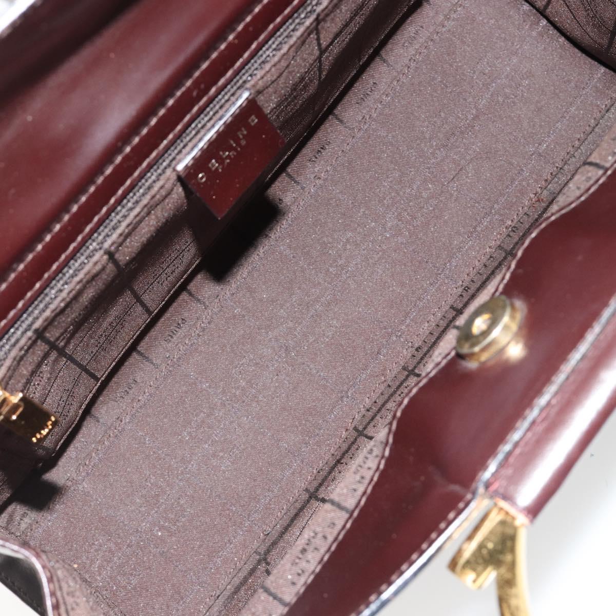 CELINE Hand Bag Leather Brown Gold Auth 182104