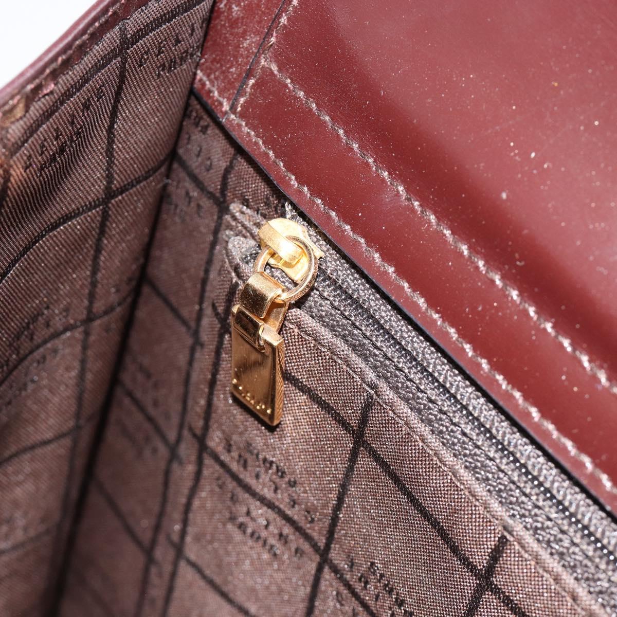 CELINE Hand Bag Leather Brown Gold Auth 182104