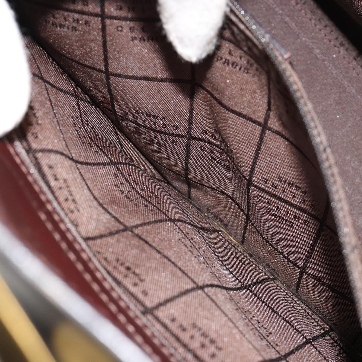 CELINE Hand Bag Leather Brown Gold Auth 182104
