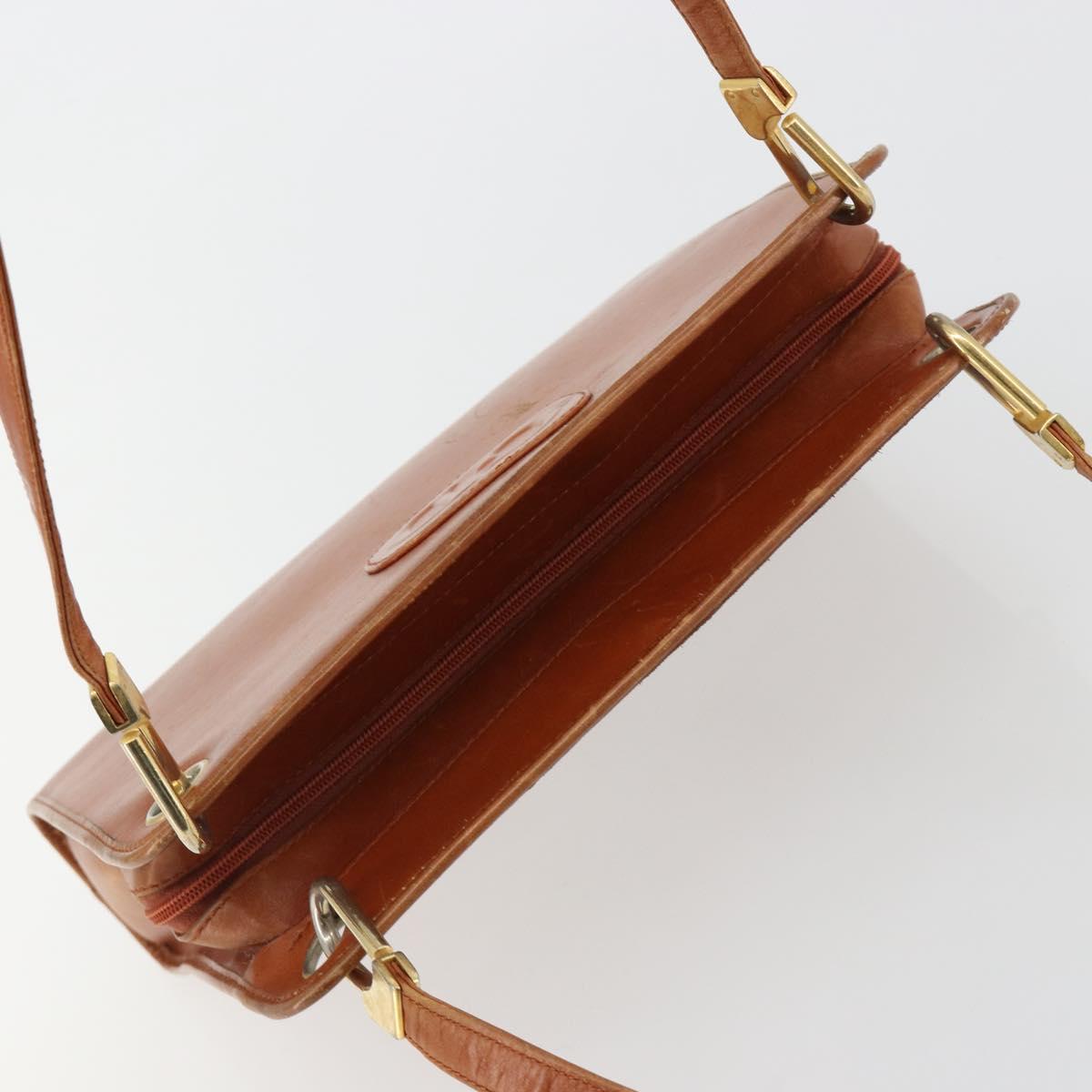 Christian Dior Shoulder Bag Leather Brown Gold Auth 182105