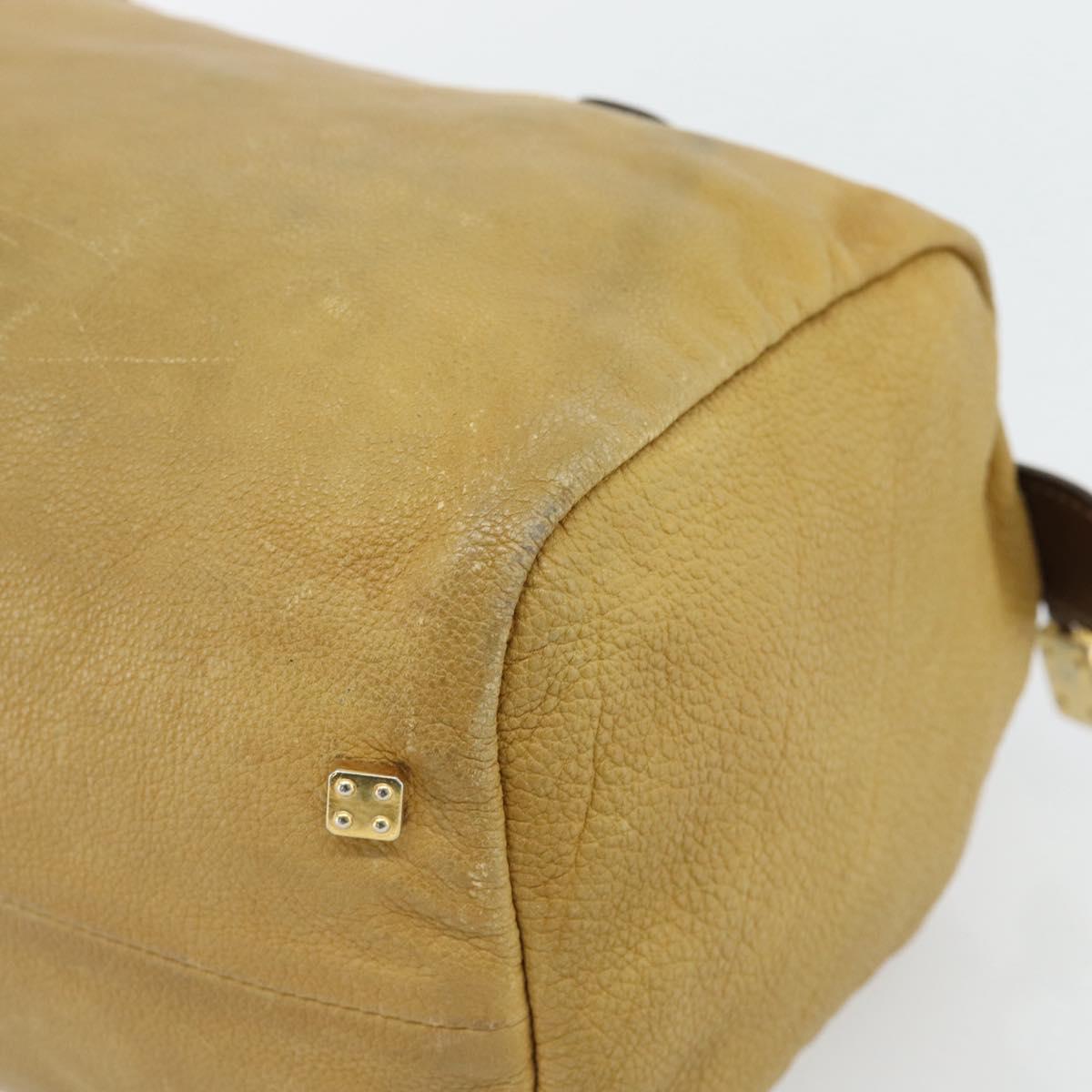 LOEWE Anagram Hand Bag Leather Yellow Gold Auth 182106
