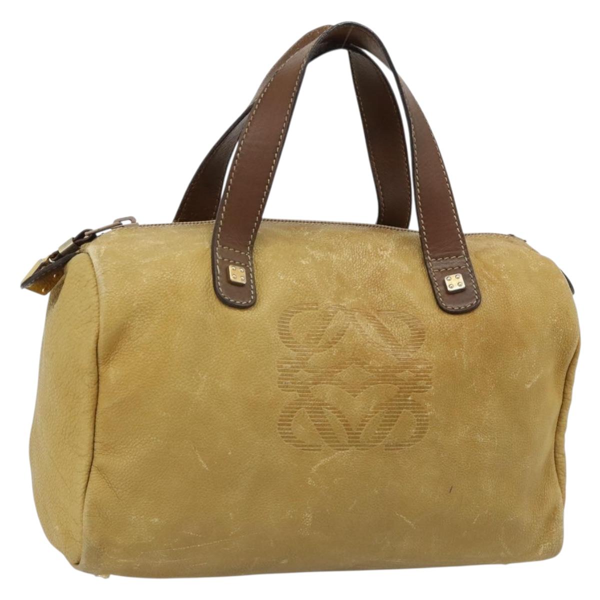 LOEWE Anagram Hand Bag Leather Yellow Gold Auth 182106