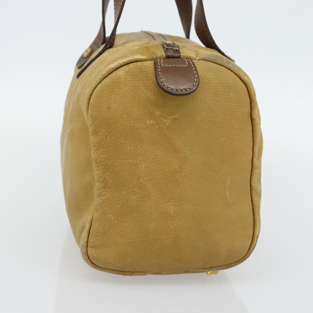LOEWE Anagram Hand Bag Leather Yellow Gold Auth 182106