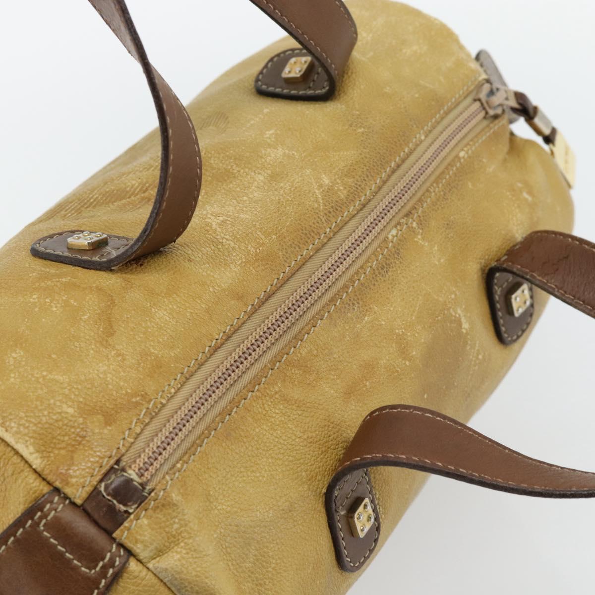 LOEWE Anagram Hand Bag Leather Yellow Gold Auth 182106
