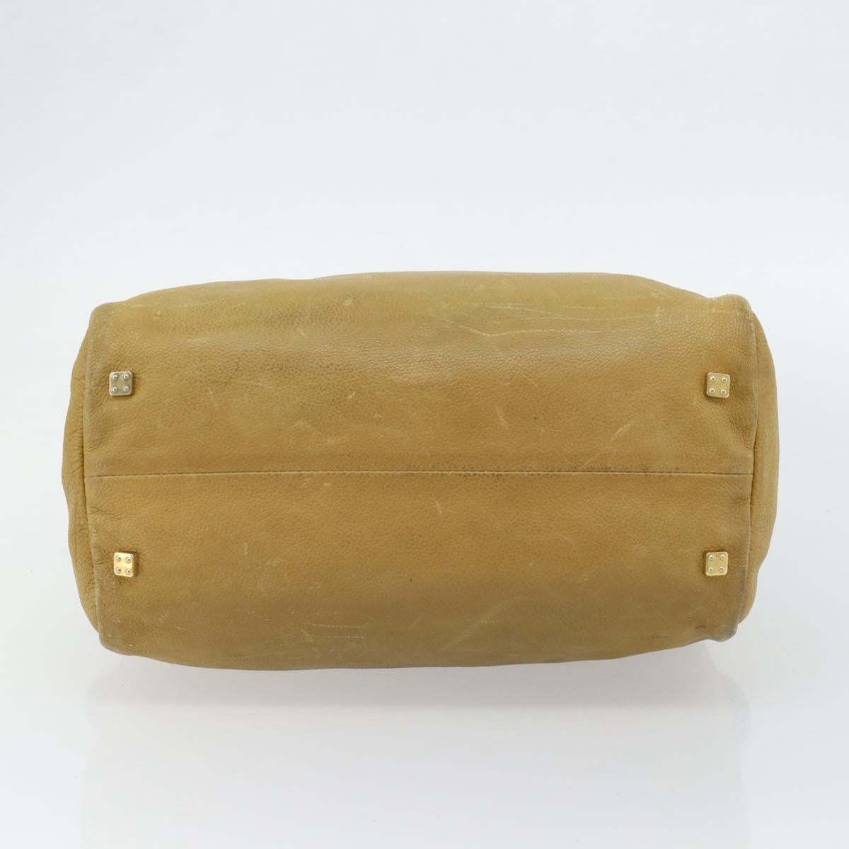 LOEWE Anagram Hand Bag Leather Yellow Gold Auth 182106
