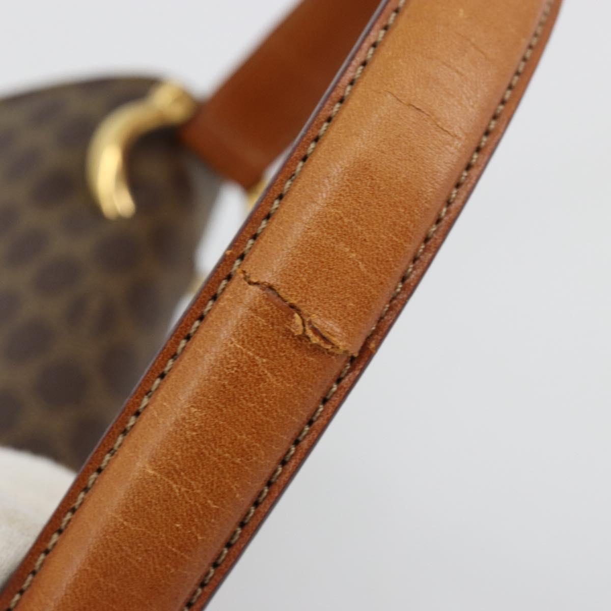 CELINE Macadam Canvas Hand Bag PVC Leather Brown Gold Auth 182108