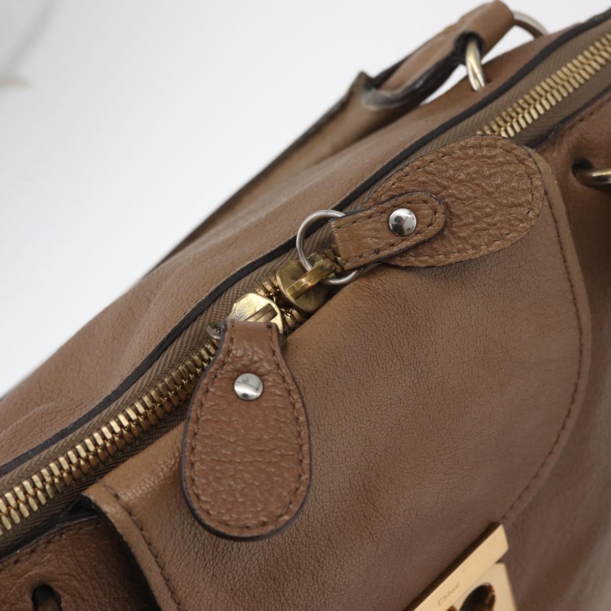 Chloe Elsie Hand Bag Leather Beige Gold Auth 182109