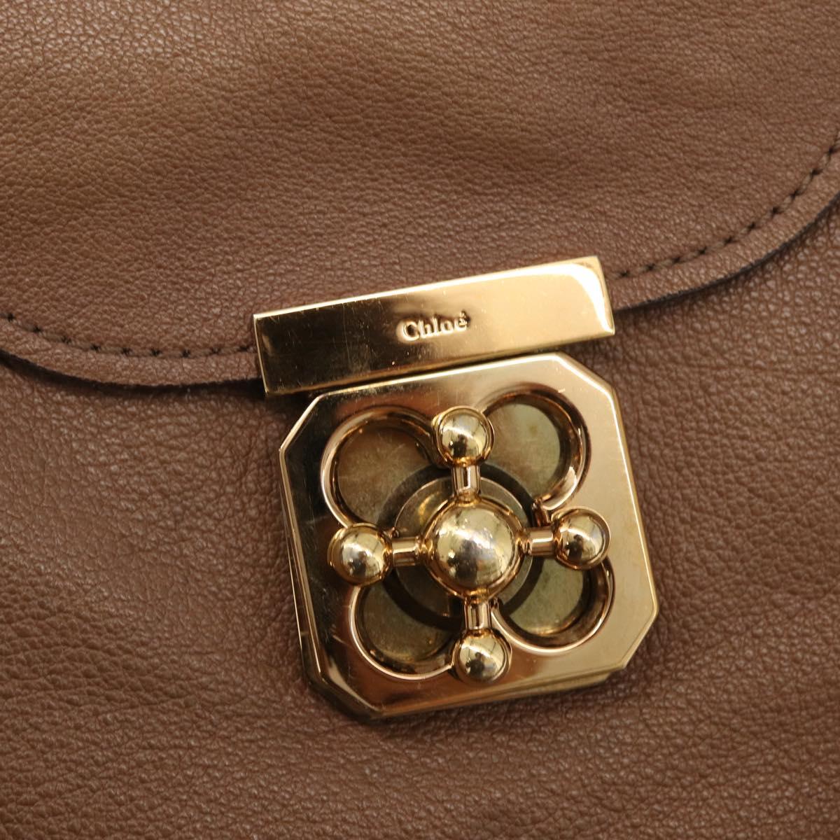 Chloe Elsie Hand Bag Leather Beige Gold Auth 182109