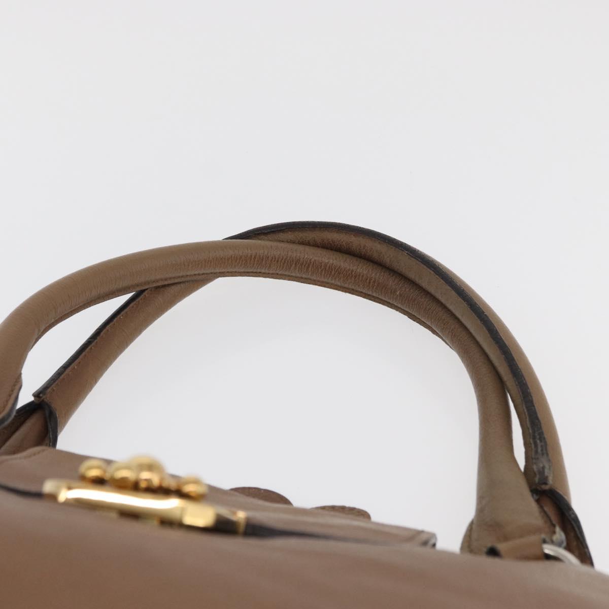 Chloe Elsie Hand Bag Leather Beige Gold Auth 182109