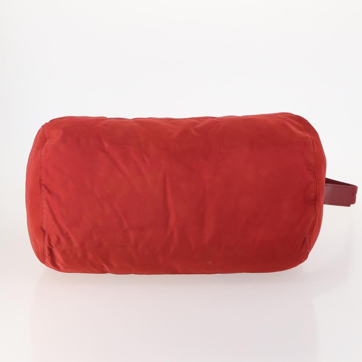 PRADA Boston Bag Nylon 2way Red Silver Auth 182110
