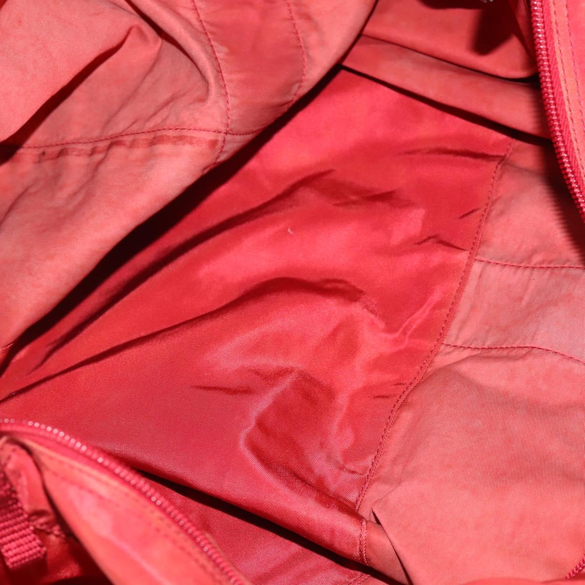 PRADA Boston Bag Nylon 2way Red Silver Auth 182110