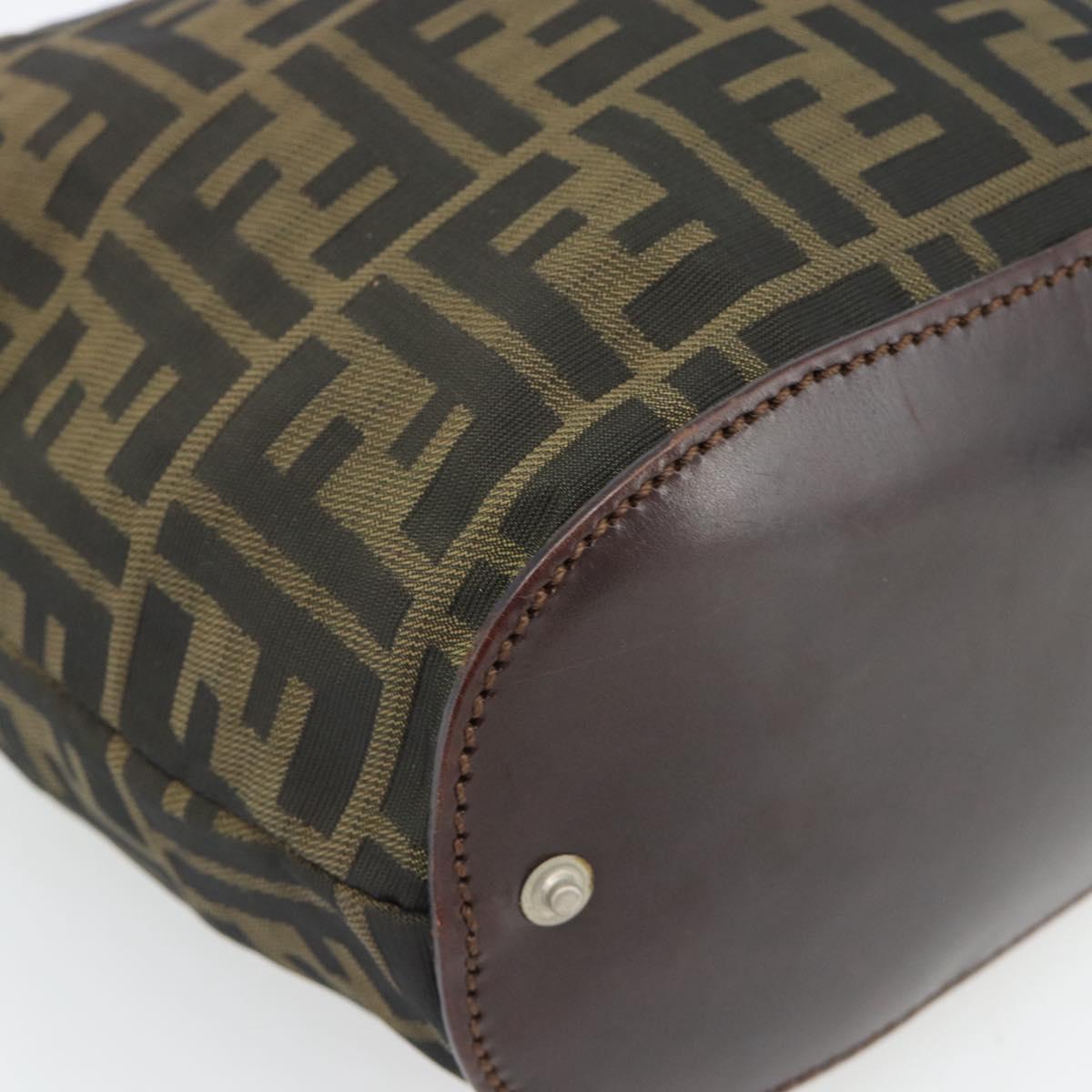 FENDI Zucca Canvas Hand Bag Black Brown Auth 182111