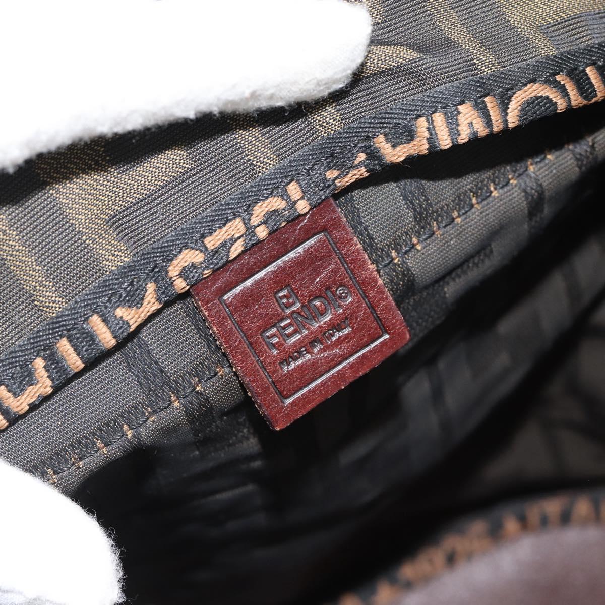 FENDI Zucca Canvas Hand Bag Black Brown Auth 182111