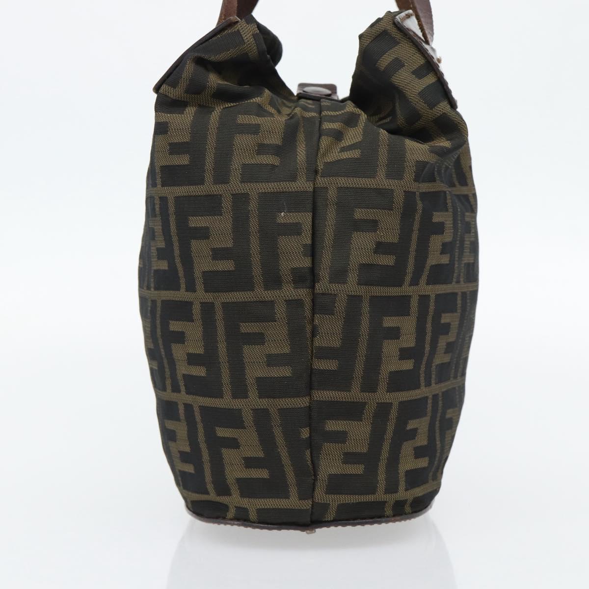 FENDI Zucca Canvas Hand Bag Black Brown Auth 182111