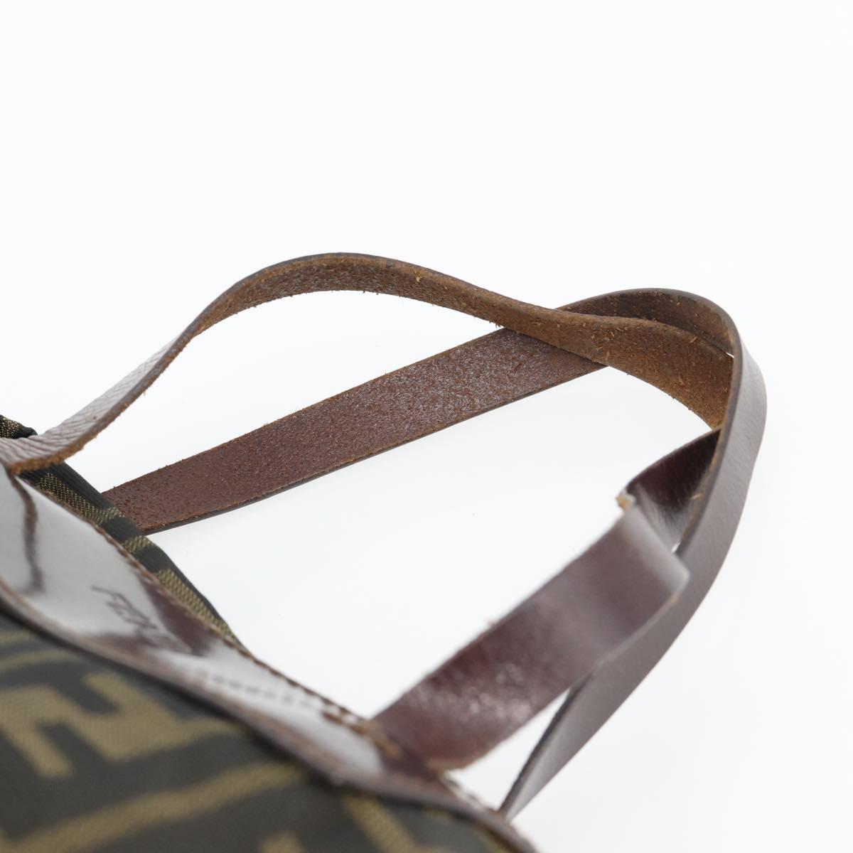 FENDI Zucca Canvas Hand Bag Black Brown Auth 182111
